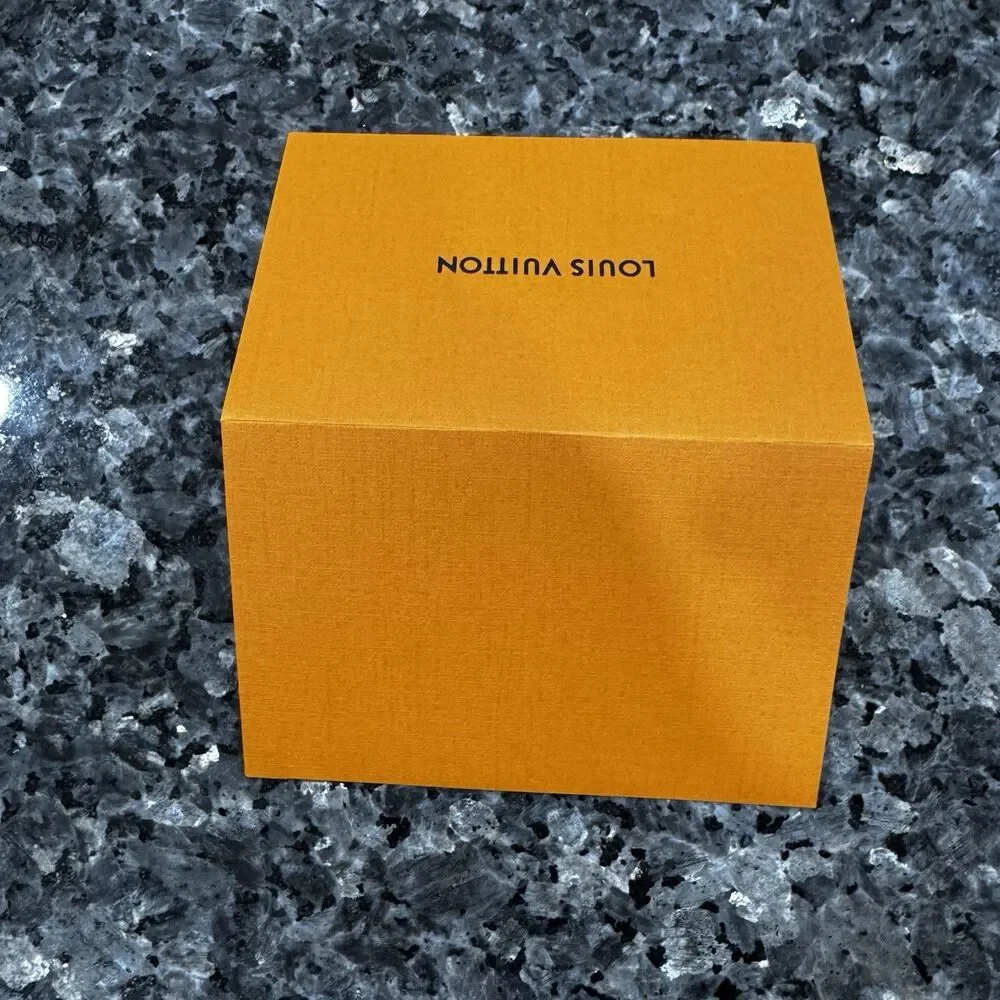 Louis Vuitton Paper Bag Orange with Blue Handles 16x13x6 + Blank Envelope